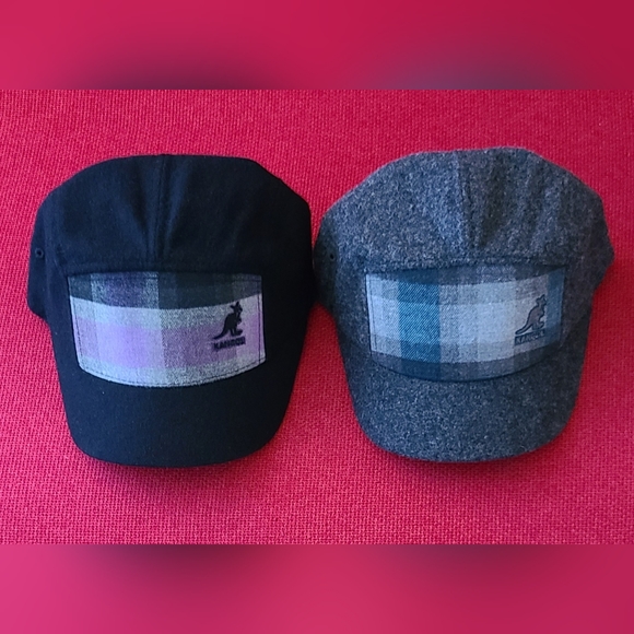 SOLD 2 for $15 Kangol FlexFit Ice Checks Supre Wool Stingy Cap Hats - Picture 1 of 5